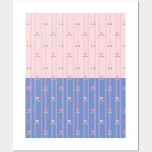 pastel bicolor seamless kawaii pattern Posters and Art